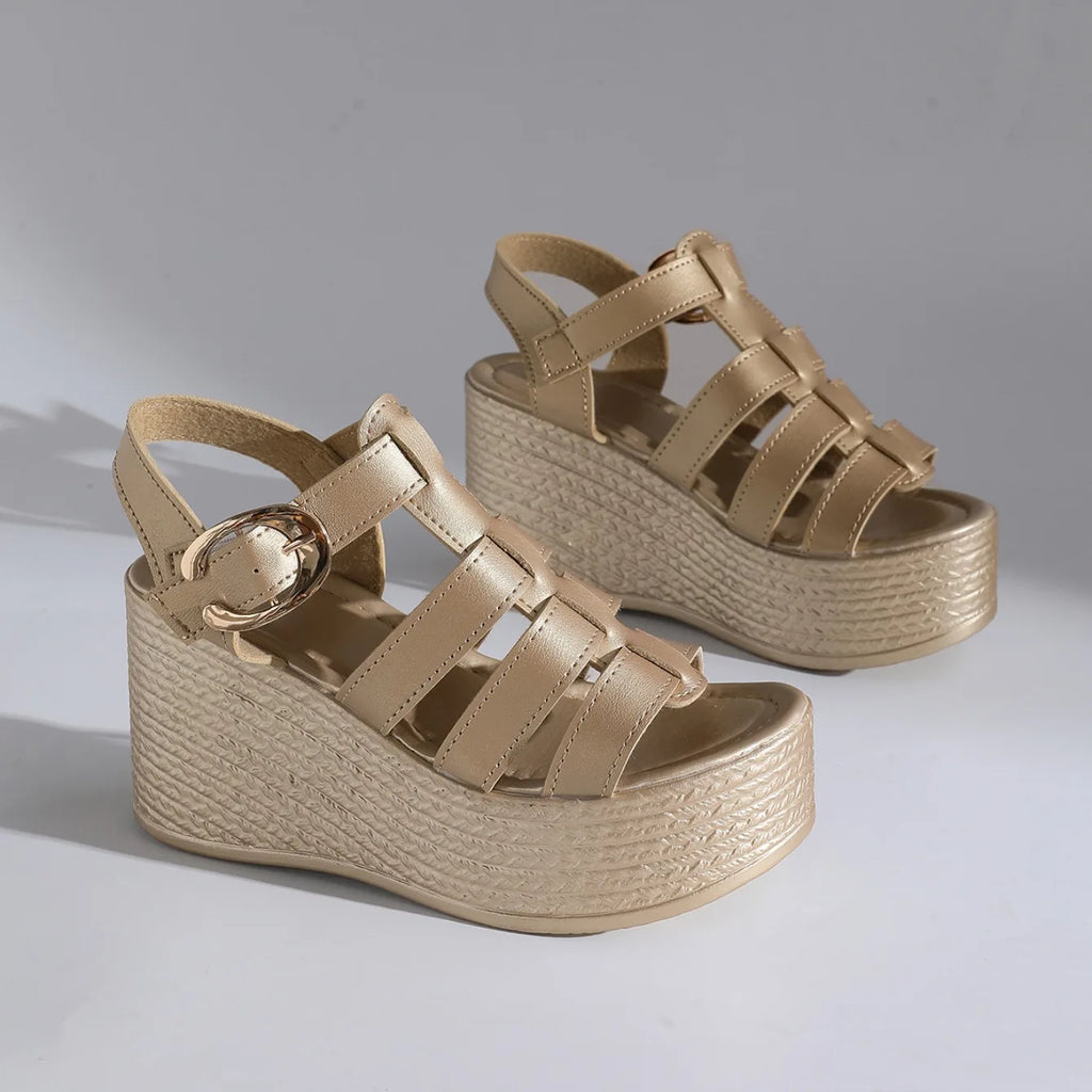 Women's Sandals 2025 new style fashionable high quality women's open-toe platform solid color large size High Heels sandals
