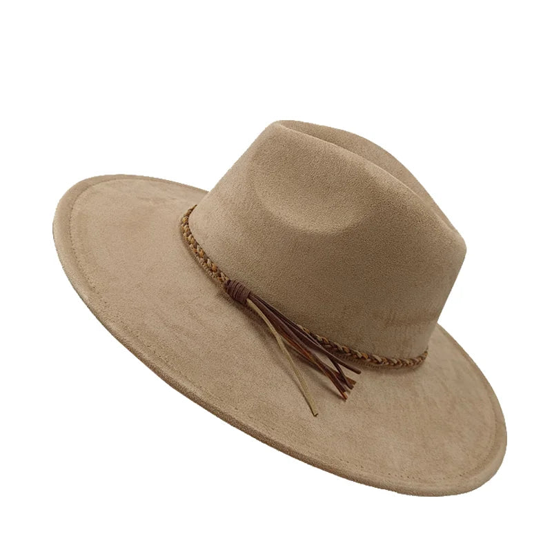 Gorras Para Hombres Three styles Suede Hat Water drop hat 9.5cm Wide Brim Fedora Hat Women's Autumn and Winter Felt Jazz Hat