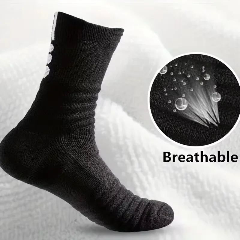 3 Pairs Breathable Mesh Athletic Terry Socks Cushioned Moisture-managing and Durable Reduces Foot for Running Hiking & Sports