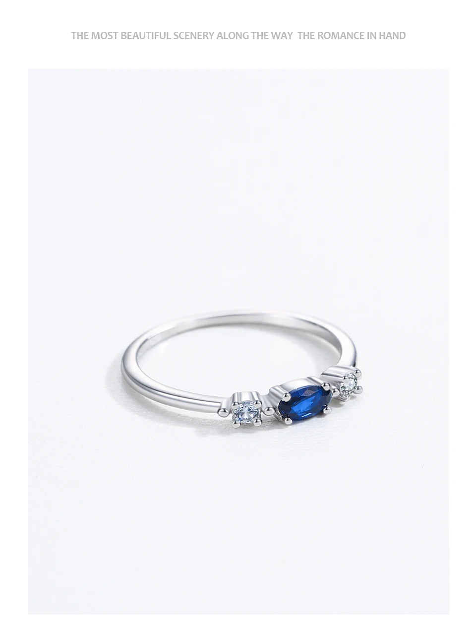 Ailmay 925 Sterling Silver Simple Stackable Blue Zircon Ring For Women's Daily Wear, Parties, And Gift Giving