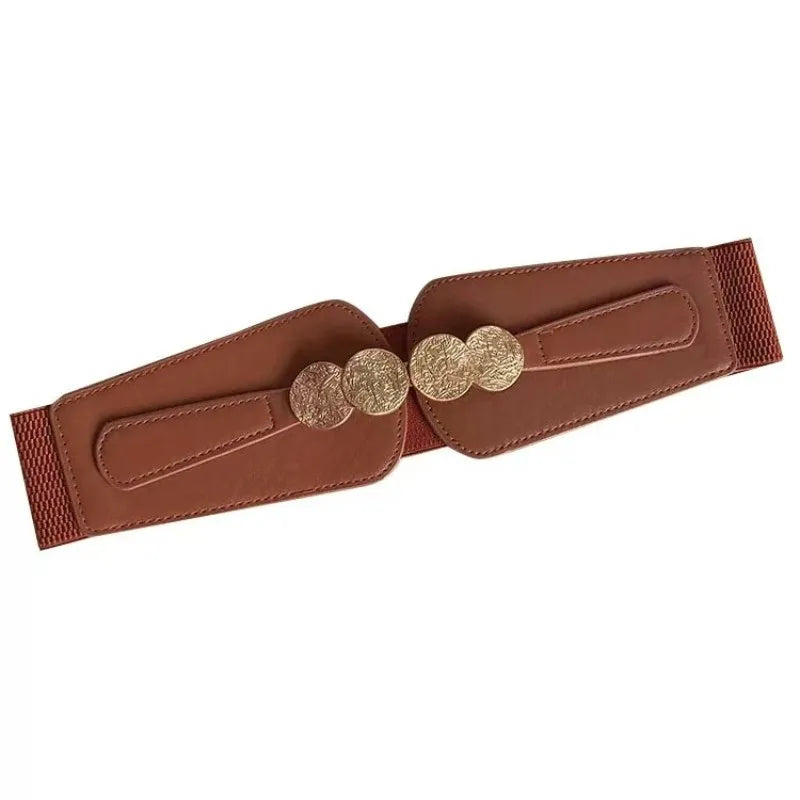 Waist belt for women; stretch elastic wide belt for decoration; outer dress with a versatile belt; skirt with accessories in bla