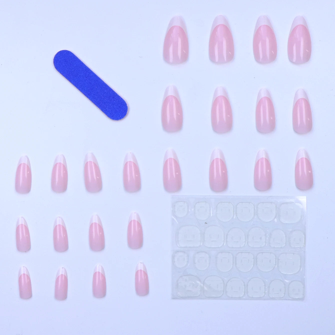 120pcs Almond Press-On Nails | Pink & White French | Acrylic Nail Tips for Girls