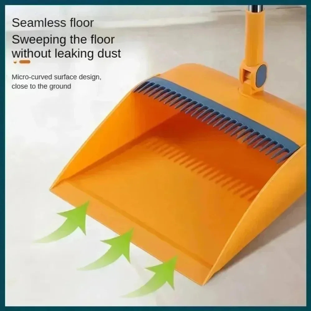 Foldable Broom and Dustpan Set, Compact Wall Mountable with Extra Stiff Bristles for Easy Storage & Cleaning