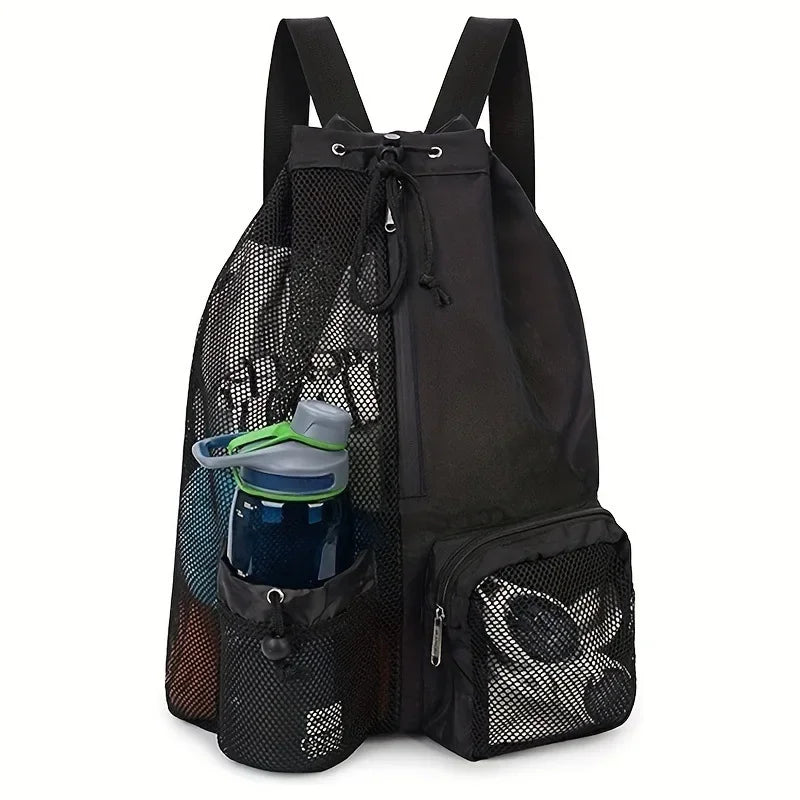 Swim Bag Mesh Drawstring Backpack with Wet Pocket Multipurpose Beach Backpack for Swimming, Gym, and Workout Gear