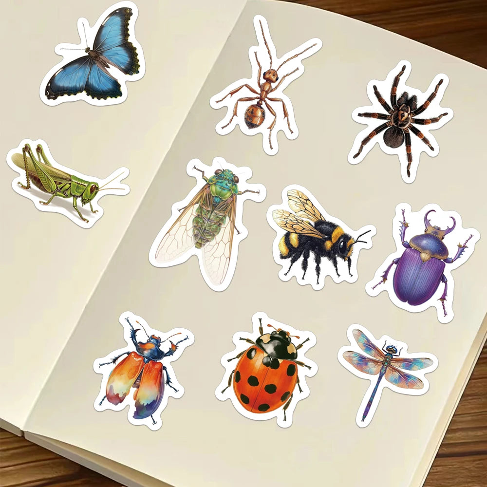 500PCS Creative Insect Roll Stickers Decorative Phone Cases, Notebook DIY Waterproof Stickers