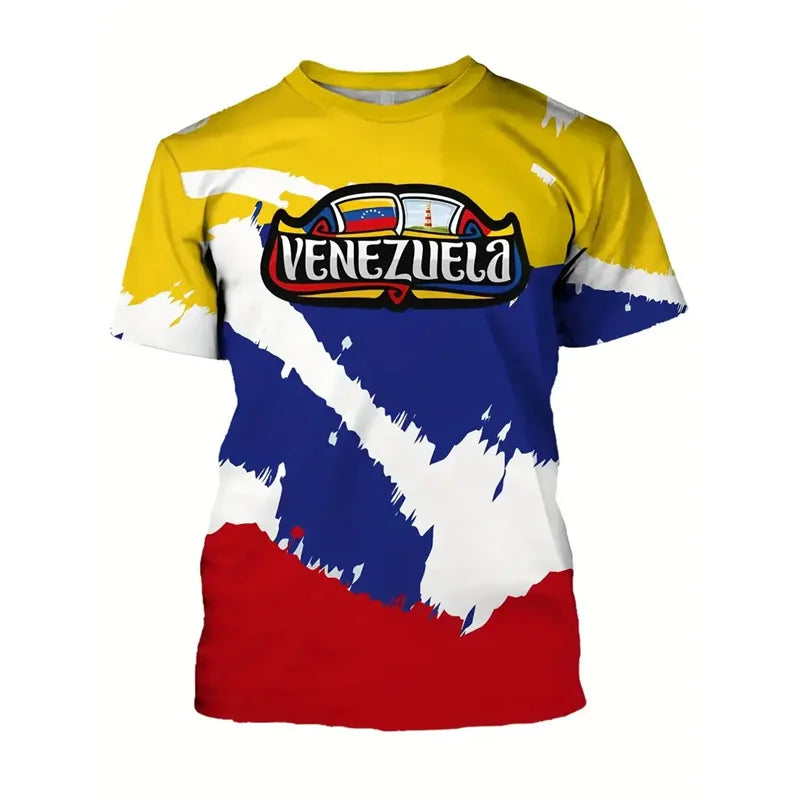 New In Venezuela Flag T Shirt Men Fashion 3d Printed T-shirt Street Oversized Casual Sports Tops Crew Neck Short Sleeve Tees