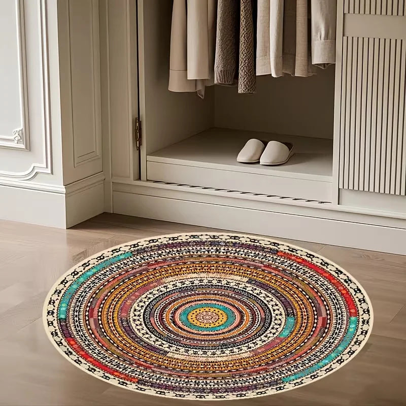 Bohemian Style Circular Carpet Indoor Carpet Bedrooms Circular Floor Mats Suitable Living Rooms Study Rooms Bathrooms Decoration