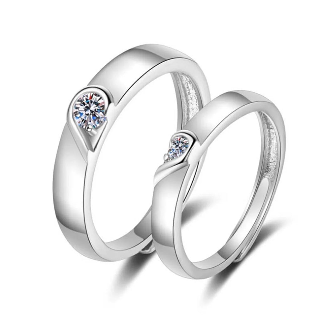 2Pcs/set Silver Plated Crown Square Couple Rings For Women Men Punk Forever Endless Love Wedding Ring Valentine's Day Jewelry