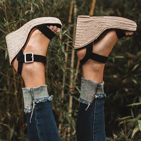 Heeled Sandals for Women Summer 2025 Espadrilles Women Sandals Comfort Buckle Strap Platform Shoes for Women New Sandalias Heels