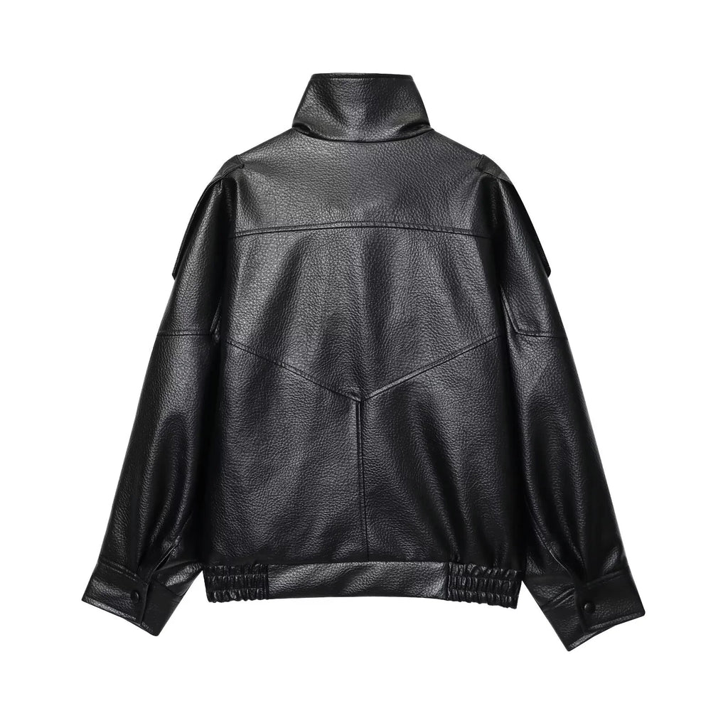 Women Fashion Leather Jacket Autumn