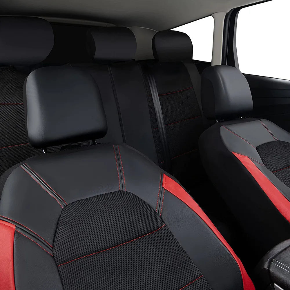 9 Pieces/set Car Seat Cover Car Leather Breathable Fabric Universal Pu Leather Car Seat Cushion Front And Rear Seat Full Protect