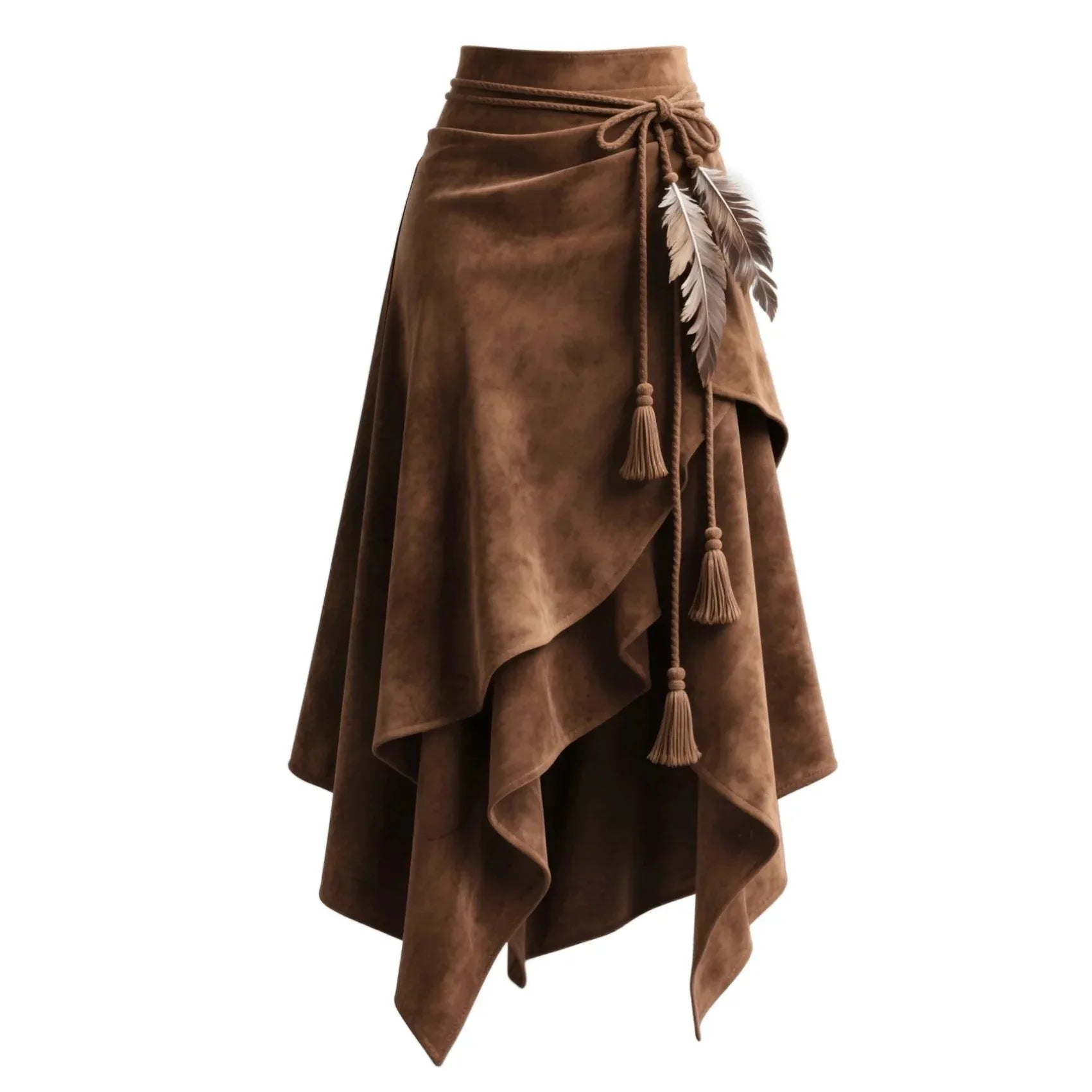 Woman Clothes Skirts For Women 2025 Maillard Coffee Suede Skirt Women's Irregular Lace Slimming A-Line Mid-Length Umbrella Skirt