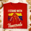 Vintage I Stand with Flag Venezuelan Flag Cultural Pride Freedom Support Graphic  Retro Women Political Expression Sportswear