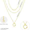 Layered Gold Necklaces for Women Stackable14K Gold Silver Plated Circle Paperclip Chain Pendant Choker Necklace Set For Woman