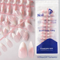 120Pcs Soft Pink White Gradient Press on Nails French Almond Glossy Fake Nails for Women Full Cover Daily Wear False Nail Tips
