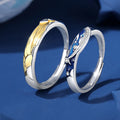 European S925 Sterling Silver AAA CZ Sun And Stars Couple Open Ring For Women Men Birthday Wedding