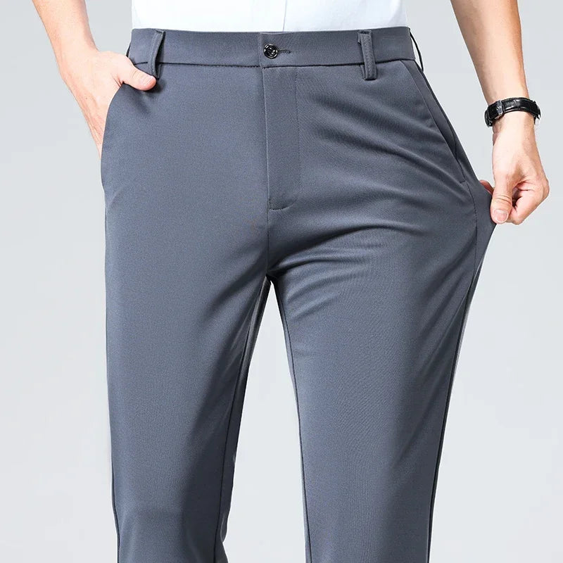 Mens Formal Dress Pants  Business Casual Suit Pants Black Navy Elastic Wrinkle Resistant  Long Pants Daily Work Pants