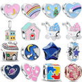 925 Sterling Silver House Star Moon Colorful Heart Pendans Beads Diy Fit Original Pendant Charm Bracelet Necklace Women Jewelry