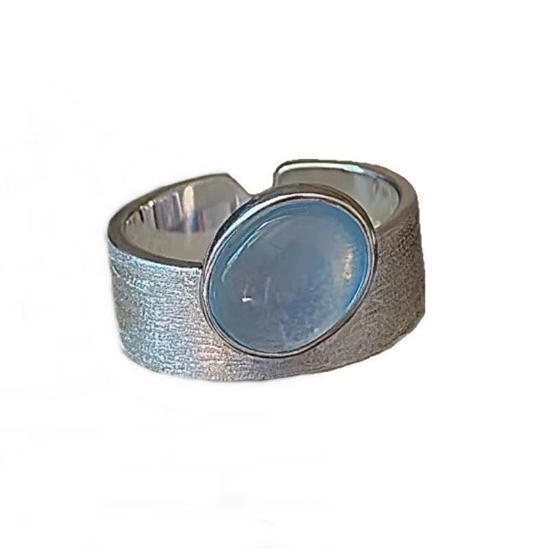 XIYANIKE Exquisite Blue Zircon Matte Wide Adjustable Open Rings For Women Sweet Cool Fashion New Jewelry Gift Party кольцо