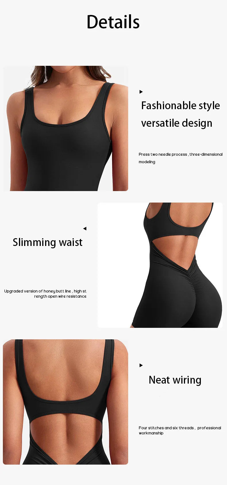 Women's Gym Clothing Yoga Solid Ruched Backless Sleeveless Square Collar Skinny Sexy Rompers Ropa Deportiva Mujer Gym Playsuits