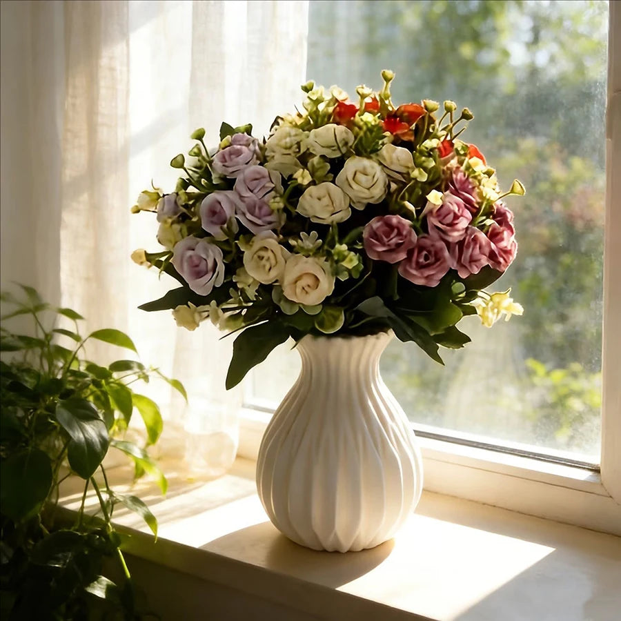 1pc Modern Style Striped Plastic Vase