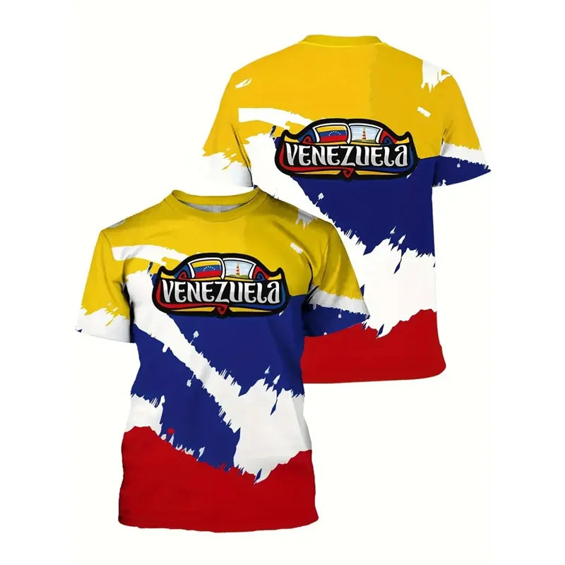 New In Venezuela Flag T Shirt Men Fashion 3d Printed T-shirt Street Oversized Casual Sports Tops Crew Neck Short Sleeve Tees