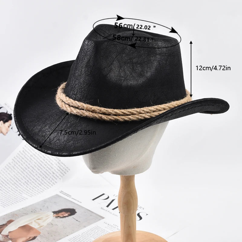 New Vintage Roll Brim Western Cowboy Hats Outdoor Travel Gentleman Cowgirl Jazz Hat Holidays Party Cosplay Hat
