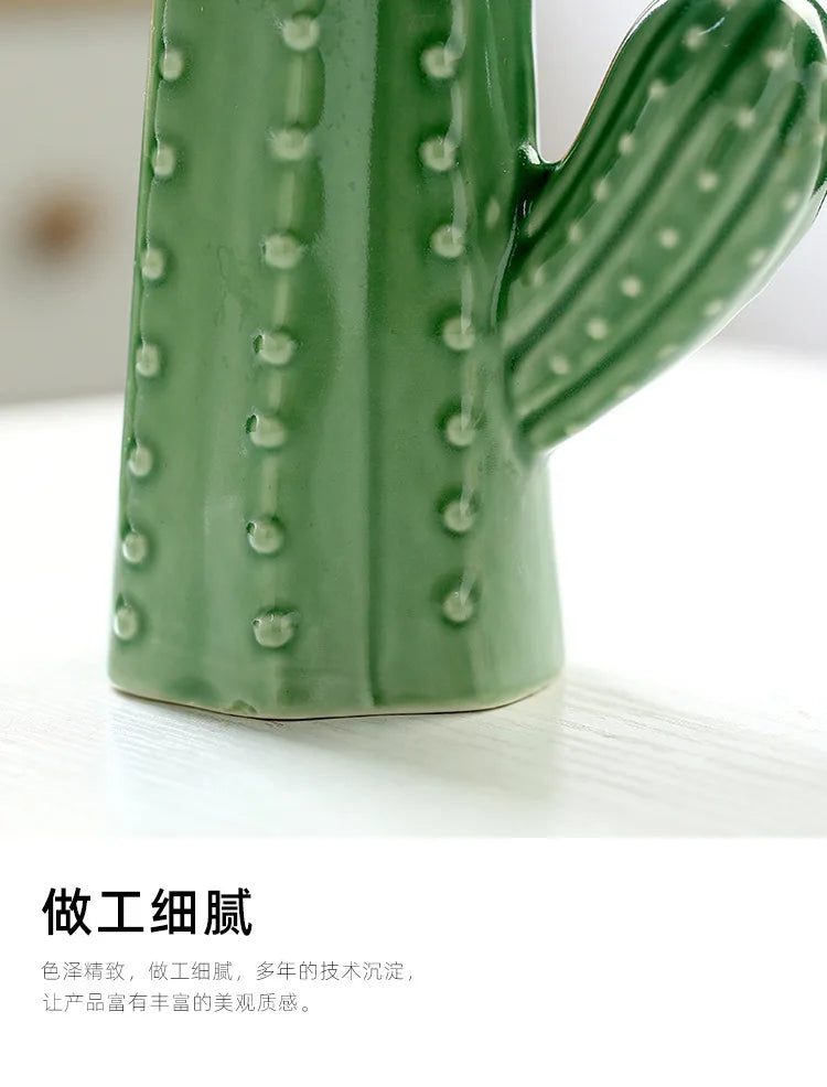 Minimalist Ceramic Cactus Ornament Creative Home Craft Decor for Living Room Entrance Desktop Business Gift