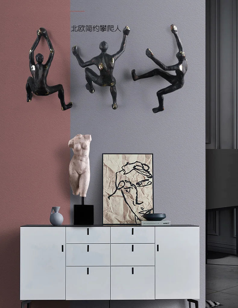 Retro Rock Climbing Character Wall Decoration Pendant Nordic Modern Living Room Bar Background Crafts