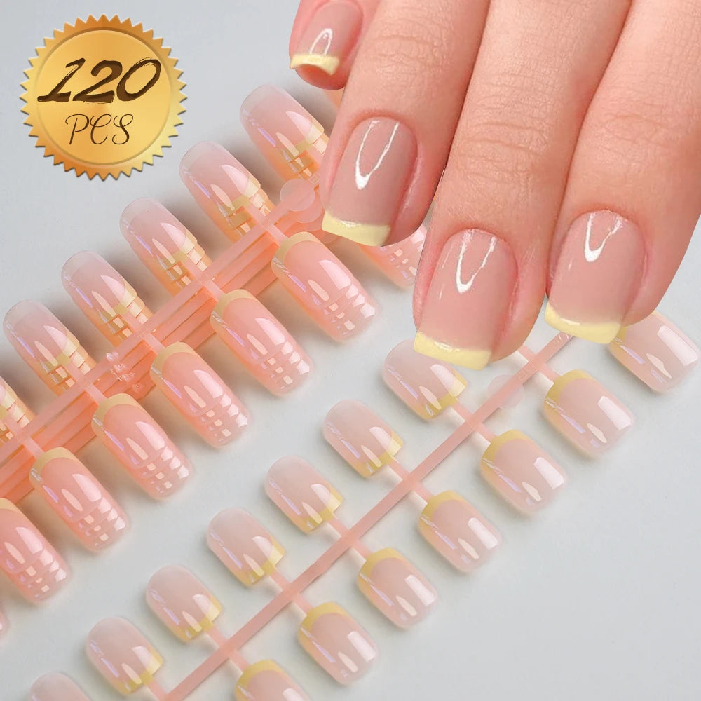 100pcs Light Pink Press-On Nails | Short & Medium Square | 10 Sizes Full Cover Nail Tips