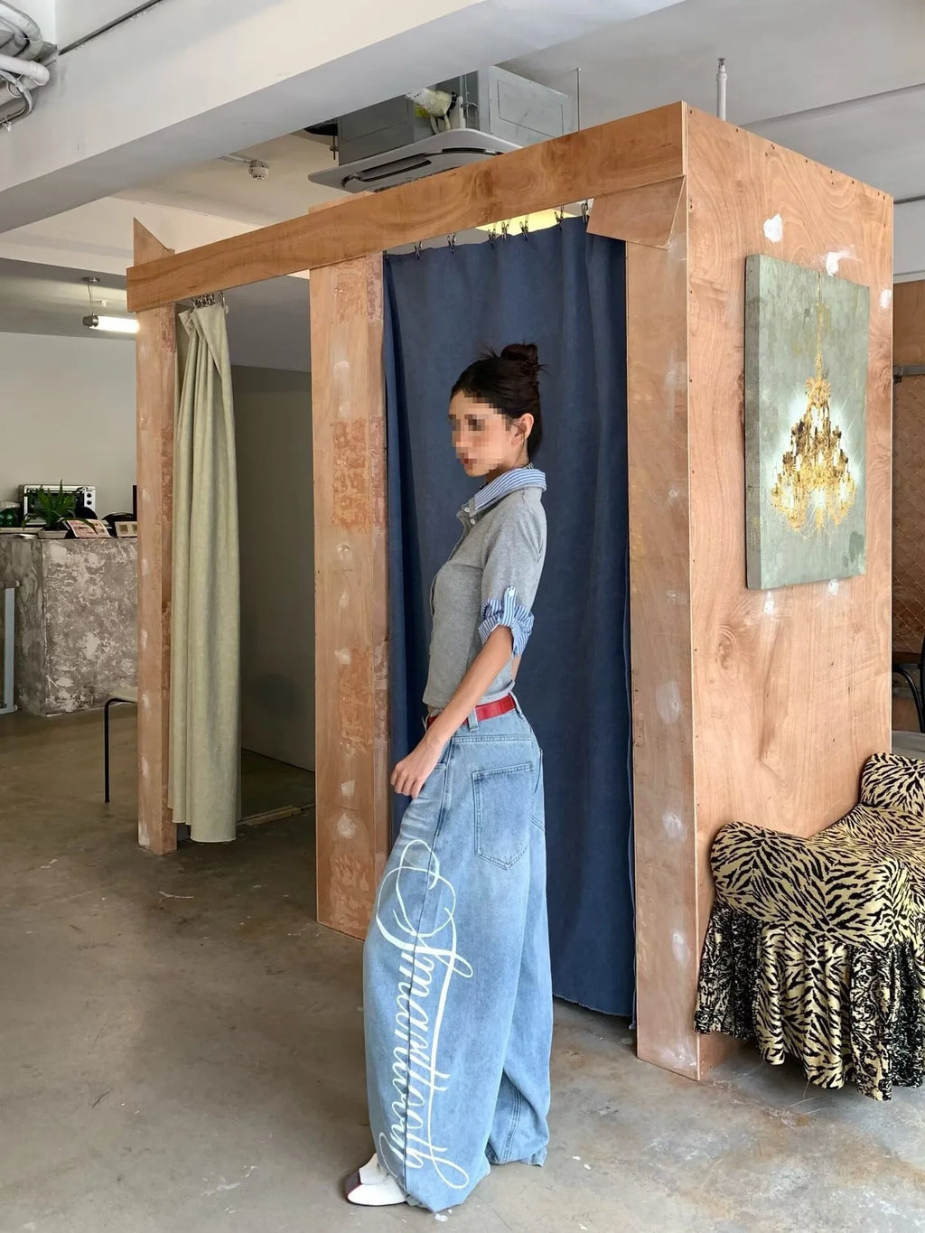 Vintage Wide Leg Denim Trousers Japanese