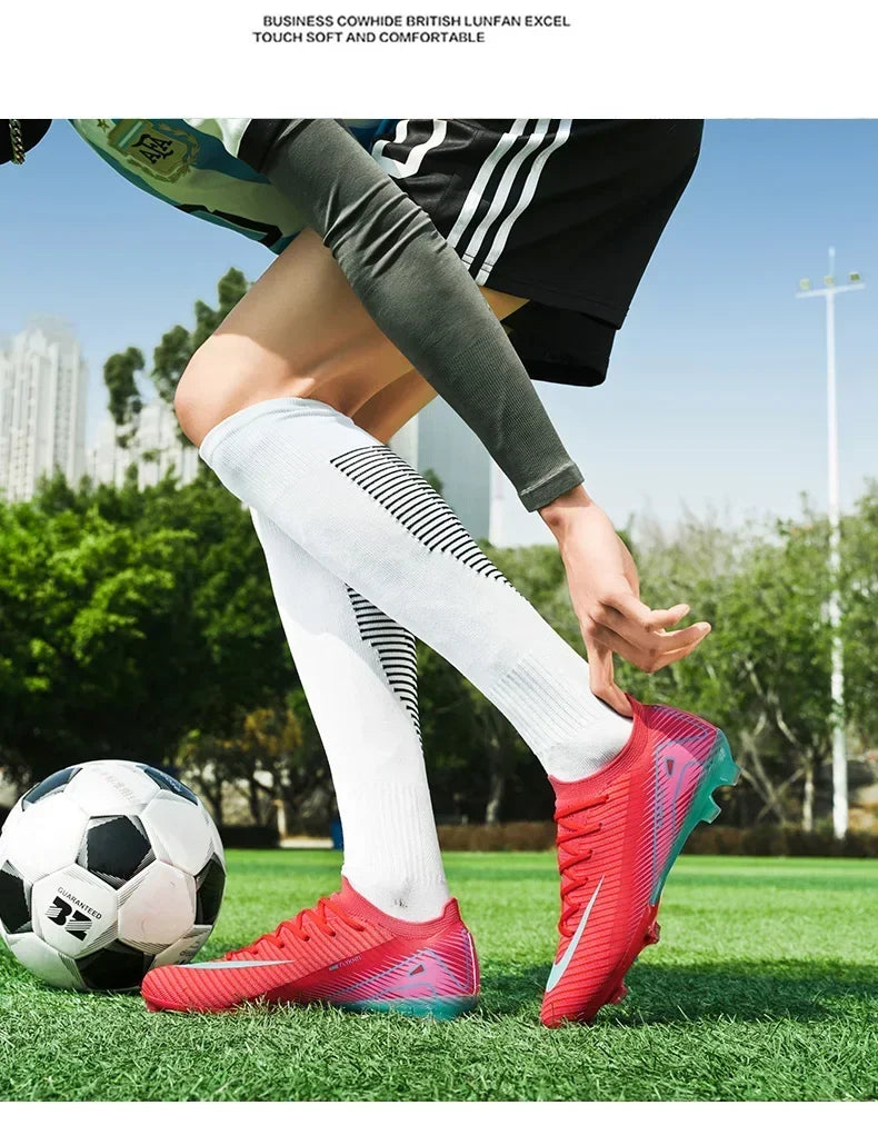 New Men Outdoor Football Boots Soccer Shoes Cleats Match Training TF/FG Grass Ankle Long Spikes Sport Hot-selling High-quality