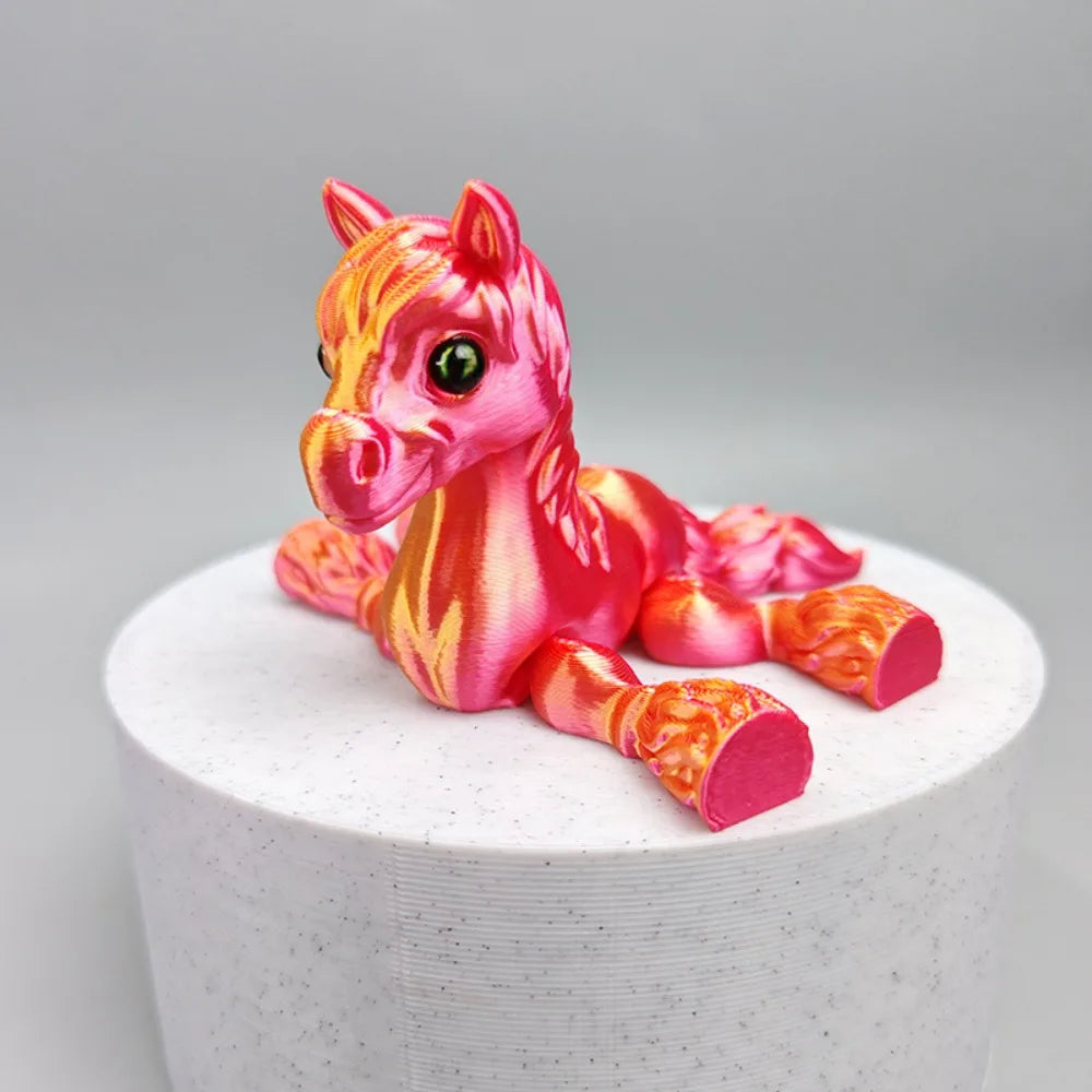 Cute 3D Printed Horse Animals Multi-joint Movable Relief Sensory Kids Gift Mini Home Ornament Desktop Decorations