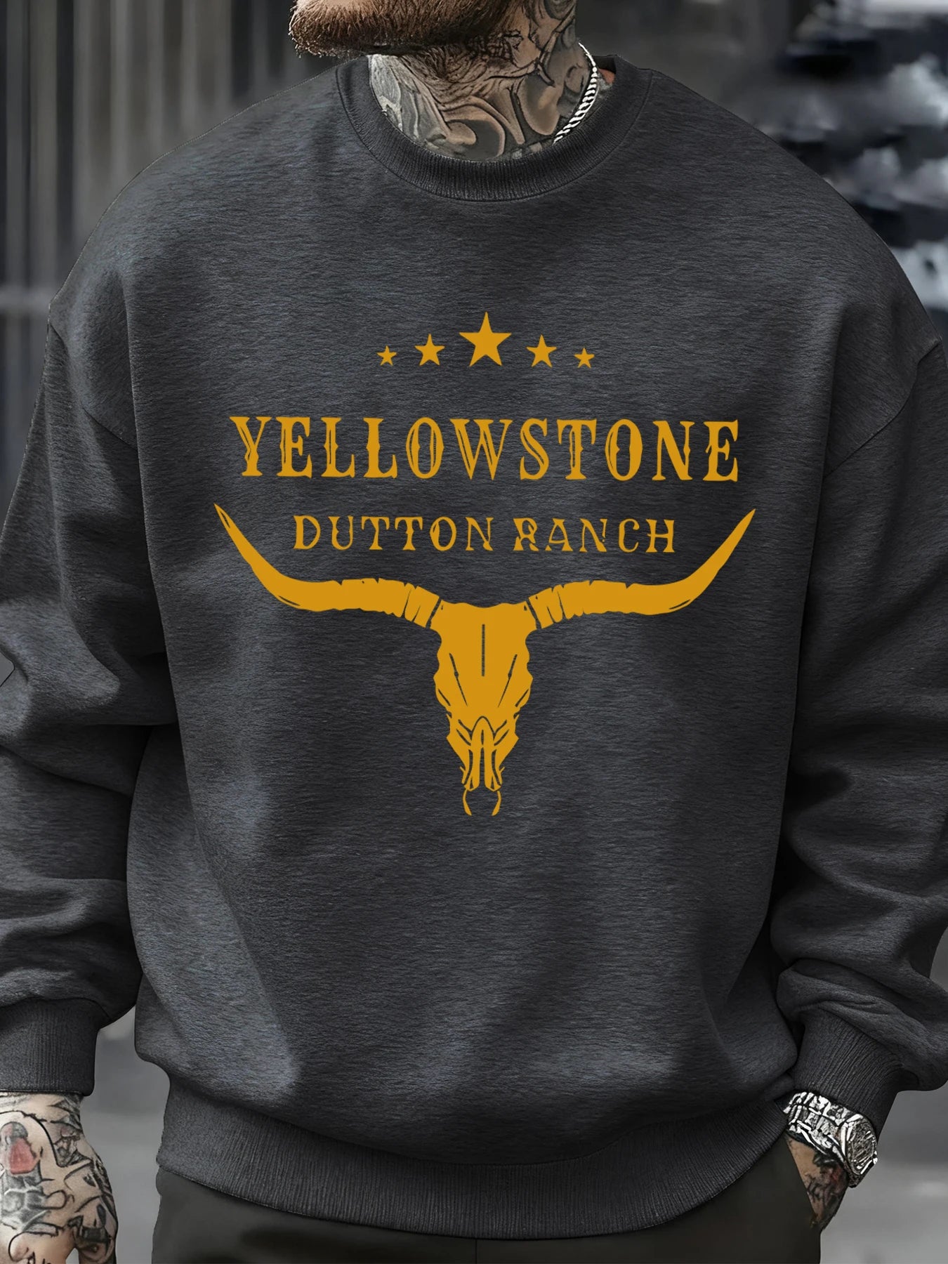 Yellow Stone Dutton Ranch Prints Mens Sweatshirt O-Neck Pullovers Tops Autumn Casual Multicolor Streetwear Fleece Man Clothes