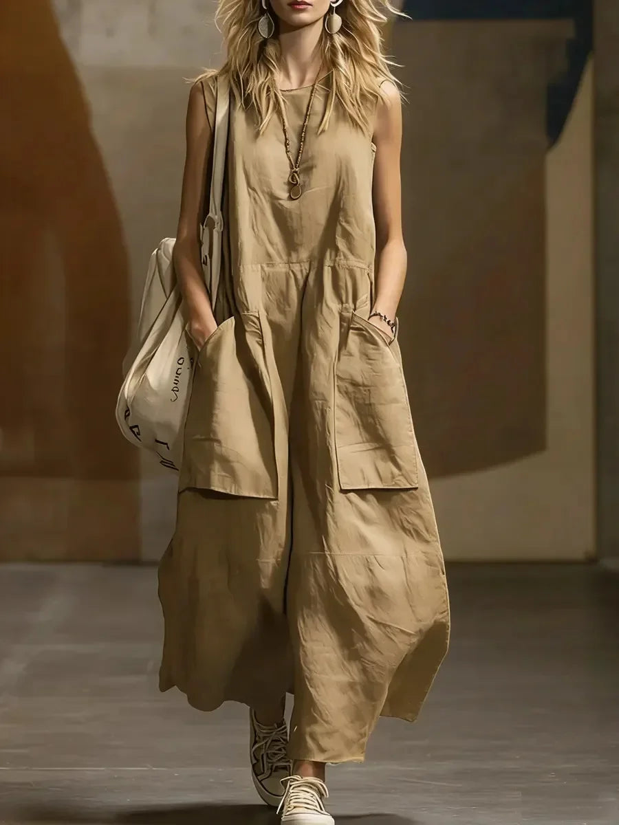 Draped Long Dresses For Women Retro Sleeveless Maxi Dress Woman Summer Holiday Womens Dresses Street Female Dress Robes