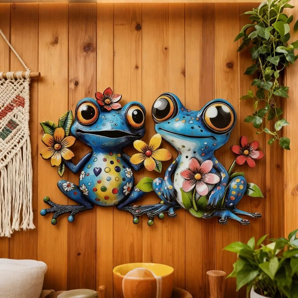 Modern Style Colorful Cat Wall Decor Metal Dog Wall Art Sculpture Flower Iron Wall Hanging Decoration Living Room