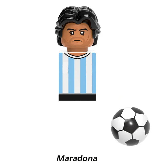 World Famous Football Players Figurine Messi Ronaldo Neymar Lewandowski Mini Action Building Block Model Toy Kids Gifts