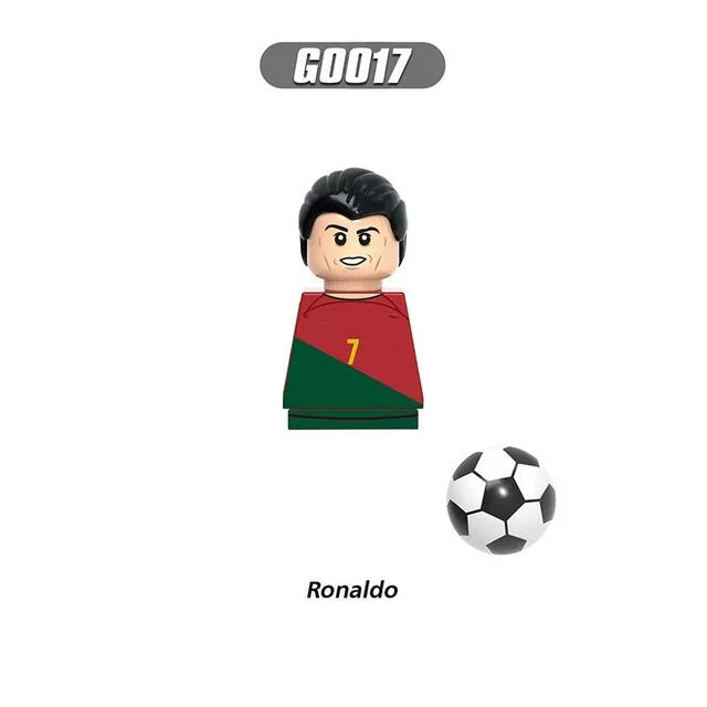 World Famous Football Players Figurine Messi Ronaldo Neymar Lewandowski Mini Action Building Block Model Toy Kids Gifts