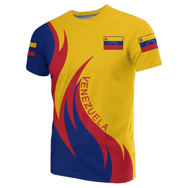3d Print Venezuela Flag T-Shirt For Men Summer Round Neck Short Sleeve Tees Gym Sports Oversized T Shirts Tops Male Clothes