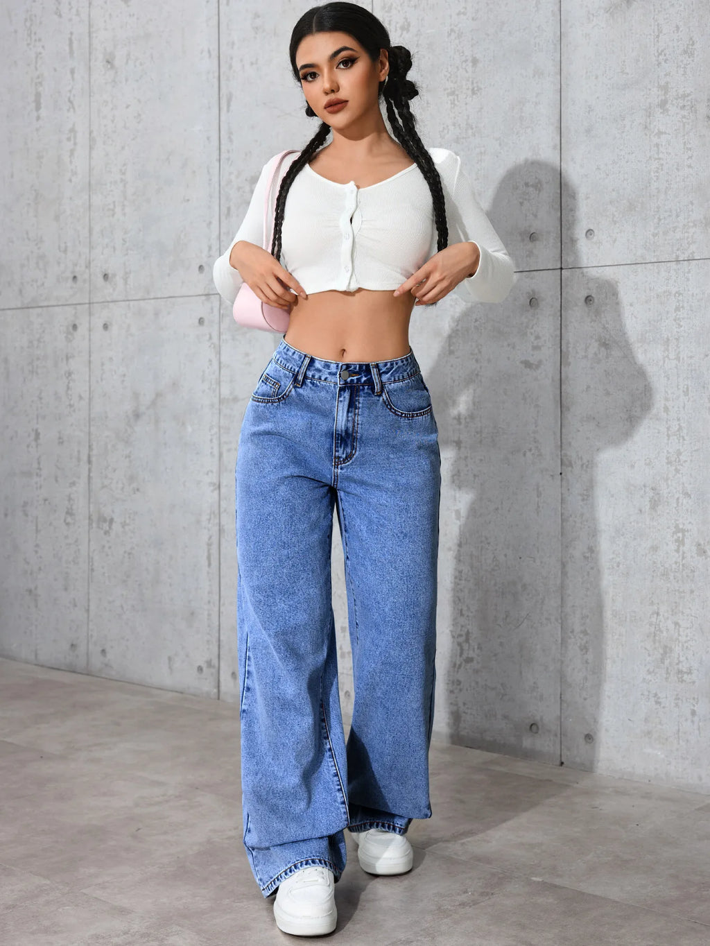 Wide-Leg Jeans High-Waist Plus-Size Jeans