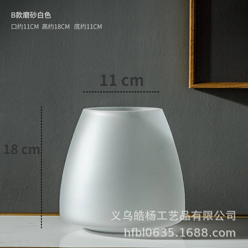 Nordic Light Luxury Home Decor Frosted Glass Vase