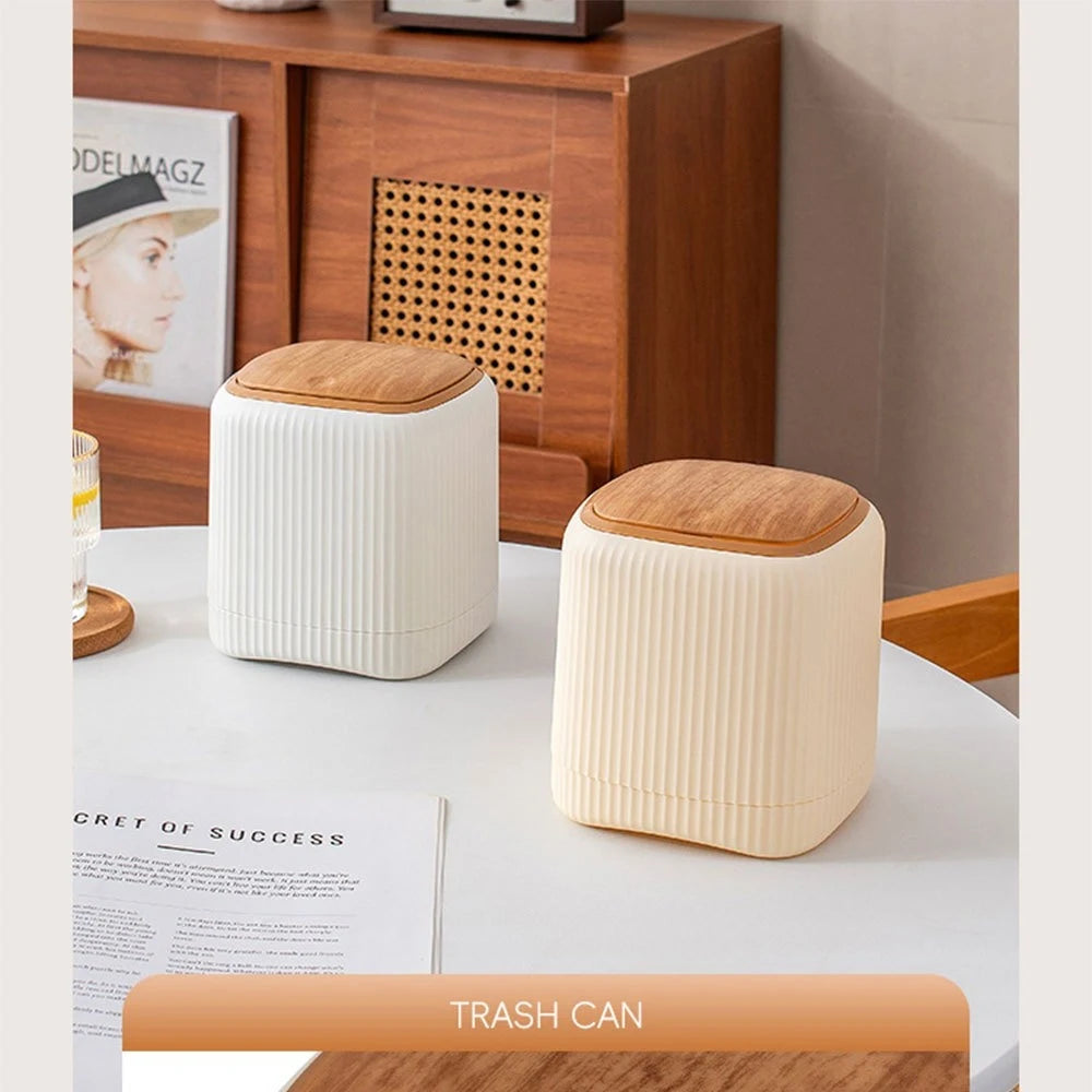 Mini Desktop Trash Can with Lid Garbage Waste Bin Organizer Bedroom Office Desk Storage Box Made Durable Plastic Home Supplies
