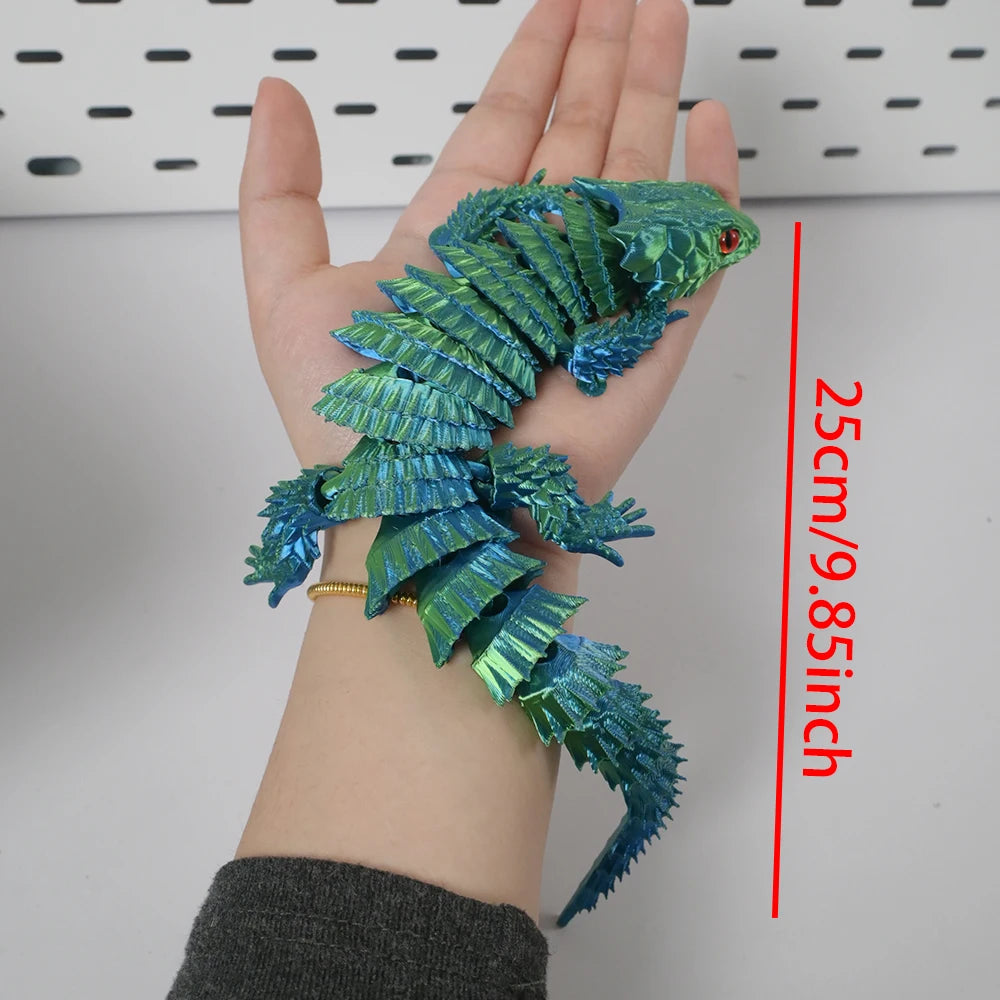 3D Printed Lizard Statue, Flexible 3D Printed Animal, Colorful Figurines Statue, Gifts