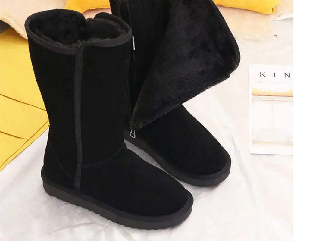 Women Classic Ladies Girls Winter Snow Boots 2024 Waterproof Warm Genuine Leather Fur Australia Plus Velvet Knee High  Winter