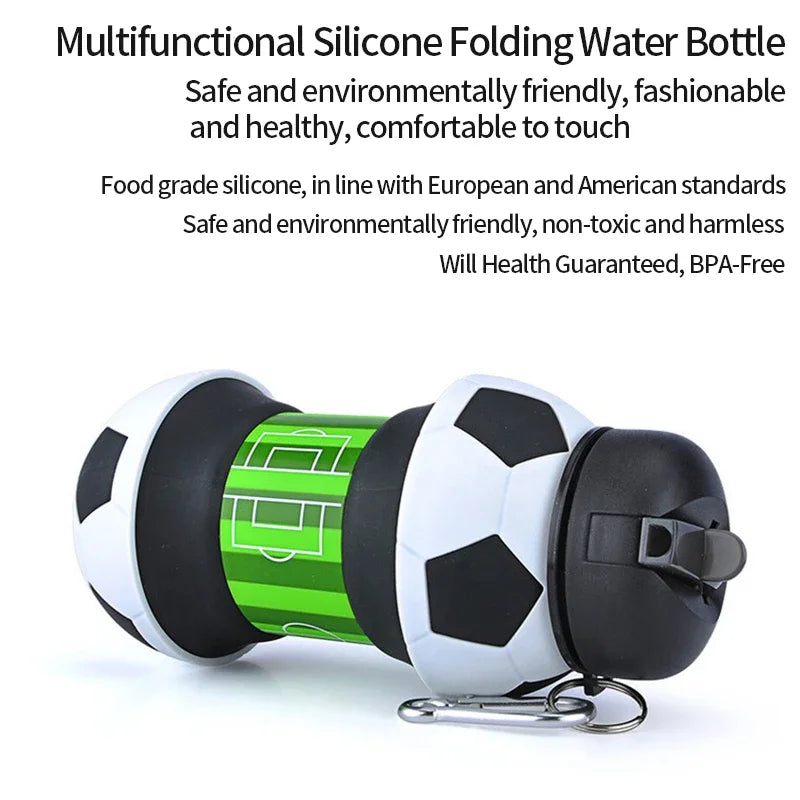 2026 Fold Water Bottle Cups Mug Outdoor Sports Football Basketball Baseball Tennis School Leakproof Portable Kids Water Bottle