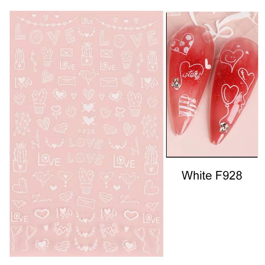 1PCS Valentine's Day Nail Stickers Cartoon Love Nail Supplies Nail Decals for Ladies Nail Art Decoration