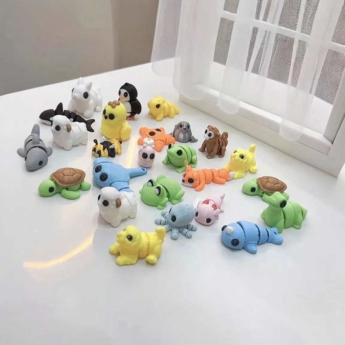 10-50Pcs 3D Printed Colorful Mini Animals Figurines Ornaments Cute Simulation Animal Models Home Office Desktop Decoration