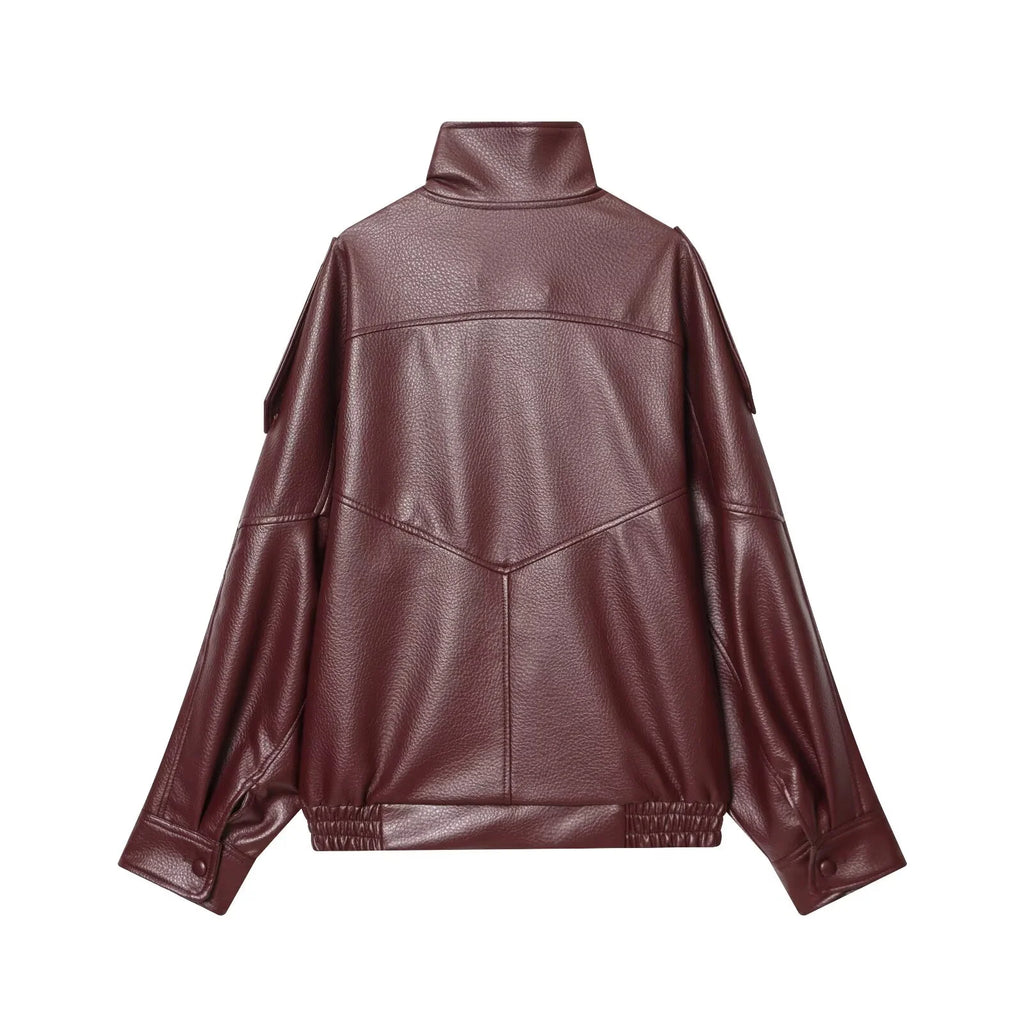 Women Fashion Leather Jacket Autumn