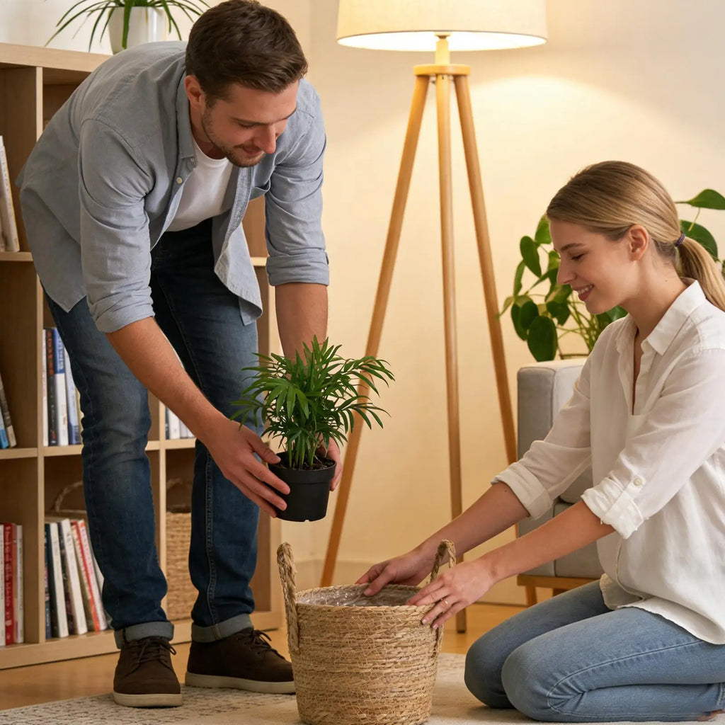 Plant Basket Straw Vase Decoration With Handle Plant