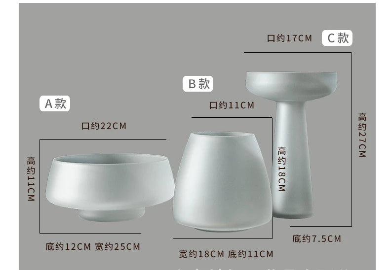 Nordic Light Luxury Home Decor Frosted Glass Vase